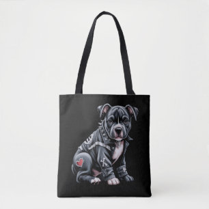 Denim-Patchwork-Pitbull-Hund edler Rocker Gothic Tasche