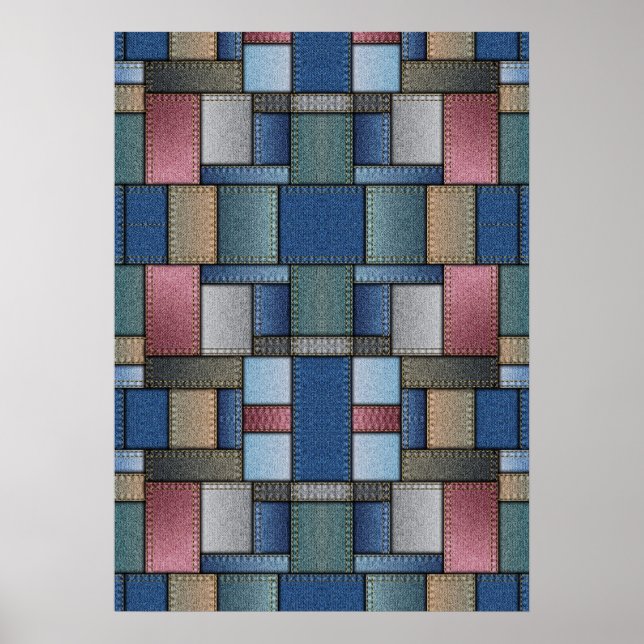 Denim Patchwork Poster (Vorne)