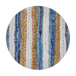 Denim-Patchwork: Teppich aus recycelten Jeans. Schneidebrett