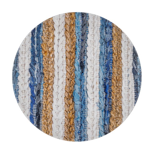 Denim-Patchwork: Teppich aus recycelten Jeans. Schneidebrett (Vorderseite)