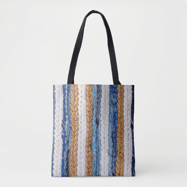 Denim-Patchwork: Teppich aus recycelten Jeans. Tasche (Vorderseite)
