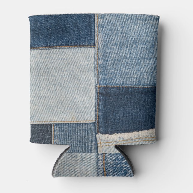 Denim Patchwork: Vintages Textilmuster Dosenkühler (Vorderseite)