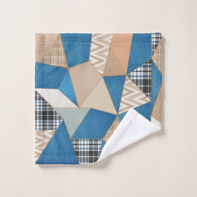 Denim Patchwork Waschlappen (Waschlappen)