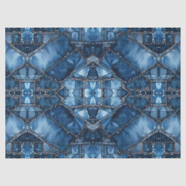 Denim-Patchworkmuster - Ava Seidenpapier (Vorderseite)