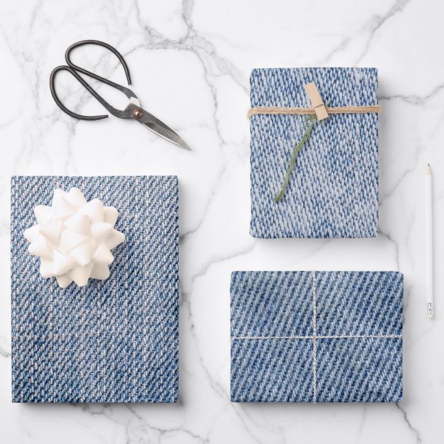 Denim Pattern Geschenkpapier Set (Vorderseite)