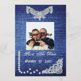 Denim, Perlen und Spitzen Save the Date