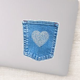 Denim Pocket Diamond Herz Verzaubert Land Aufkleber