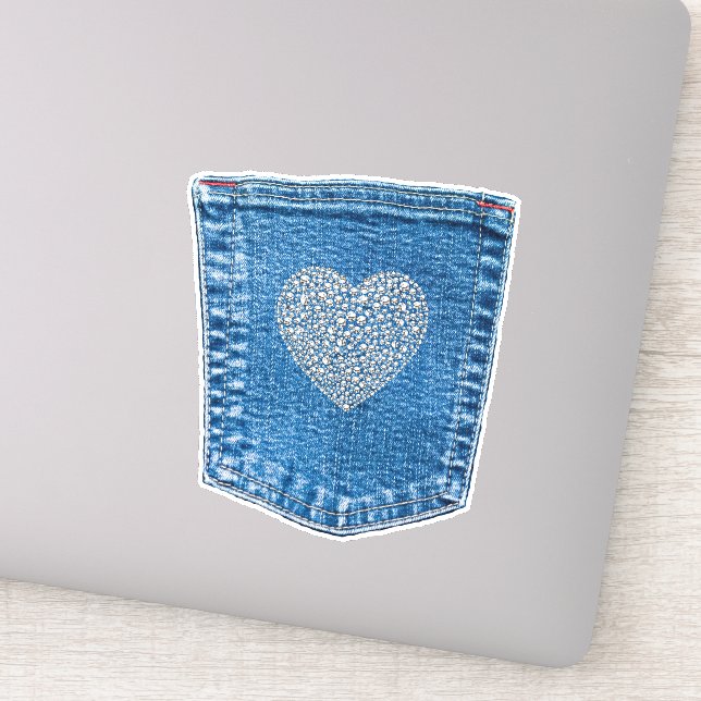 Denim Pocket Diamond Herz Verzaubert Land Aufkleber (Detail)