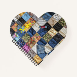 Denim Pocket Quilt Heart Notizbuch