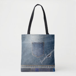 Denim Print Tote Bag Tasche