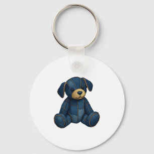 Denim Puppy Dog Art Funny Dog Denim lustiges Hemd Schlüsselanhänger