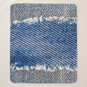 Denim Rahmen. Rippengewebe mit Randstreifen  Sherpadecke