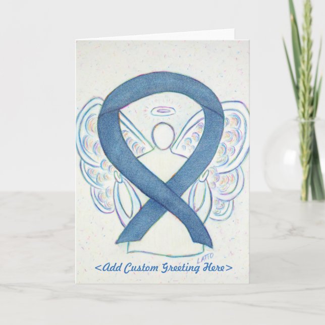 Denim Ribbon Angel Grußkarte Karte (Vorderseite)