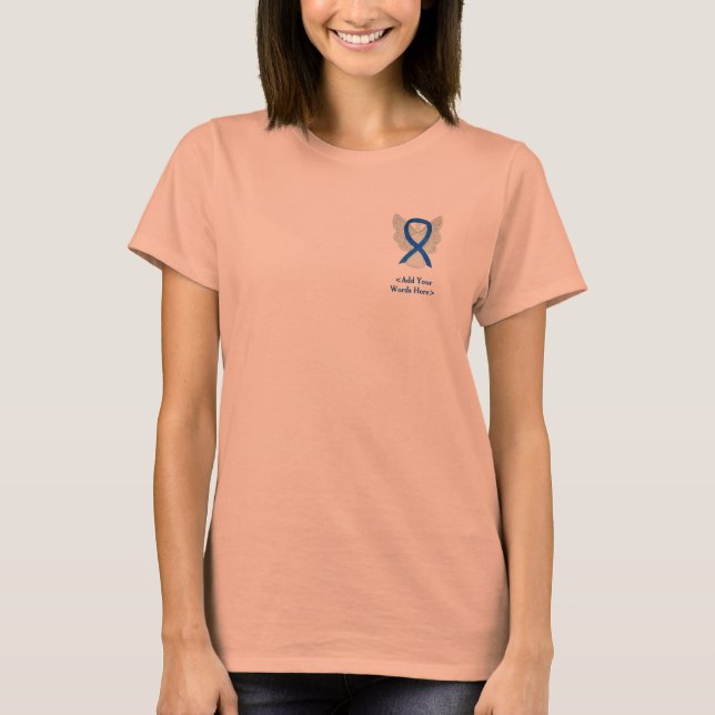 Denim Ribbon Angel verursacht Bewusstsein für benu T-Shirt (Vorderseite)