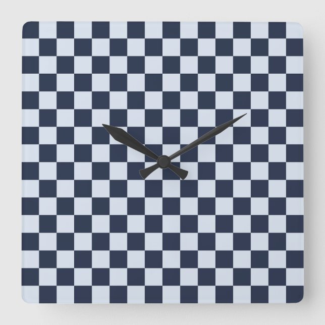 Denim rinse checkerboard pattern quadratische wanduhr (Vorderseite)