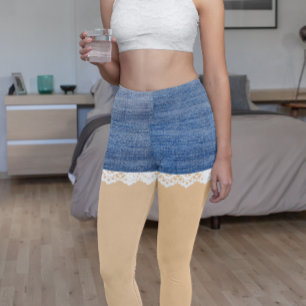 Denim-Shorts Leggings Spitze