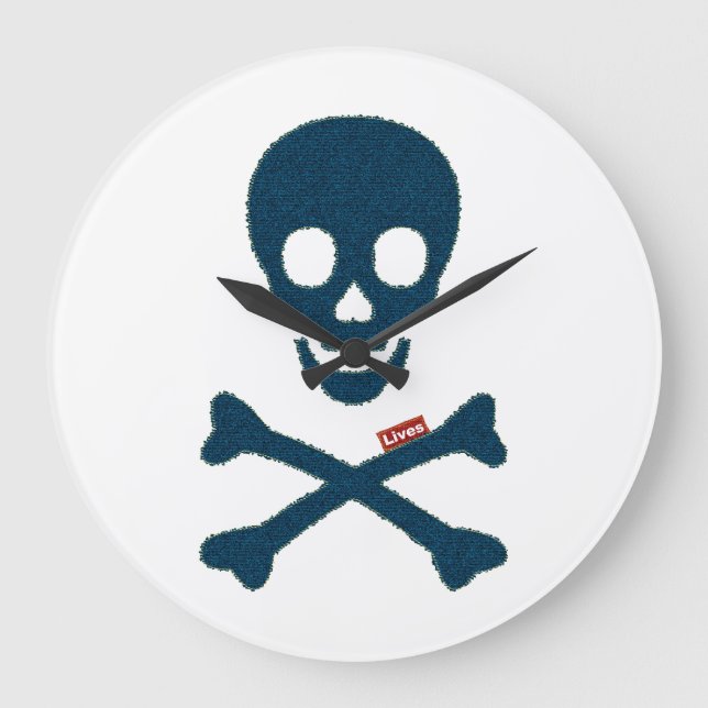 Denim Skull Große Wanduhr (Vorderseite)