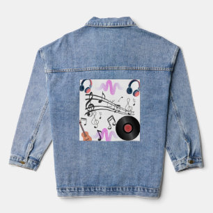 Denim Sound Wave Music Jacke Stylischer Musiksti