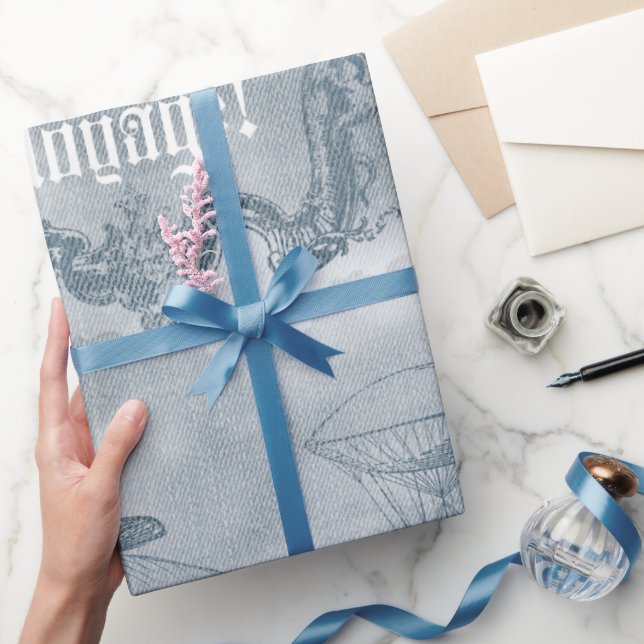Denim Steampunk Geschenkpapier (Schenken)