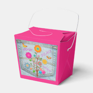 Denim-Taschen-Blumen-Friedens-Liebe-Hoffnungs-Guns Geschenkschachtel