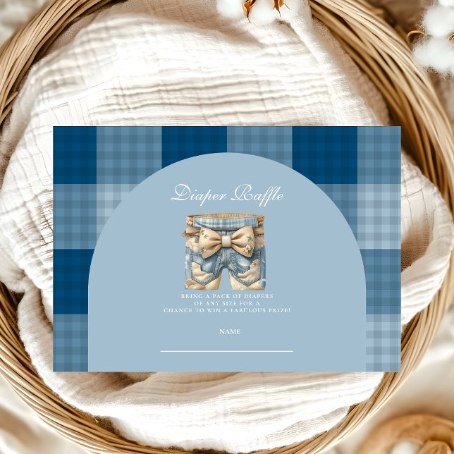 Denim Teddy Bear Baby Shower Diapper Raffle Begleitkarte (Von Creator hochgeladen)