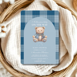 Denim Teddy Bear Baby Shower Einladung