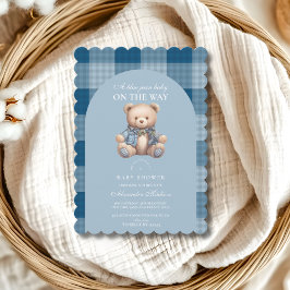 Denim Teddy Bear Baby Shower Einladung