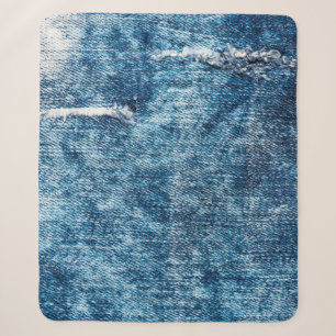 Denim texture.Blue Jeans mit Fäden und Löchern f Sherpadecke