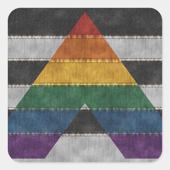 Denim Textured Seamless LGBT-Allrounder-Flagge Quadratischer Aufkleber (Vorderseite)