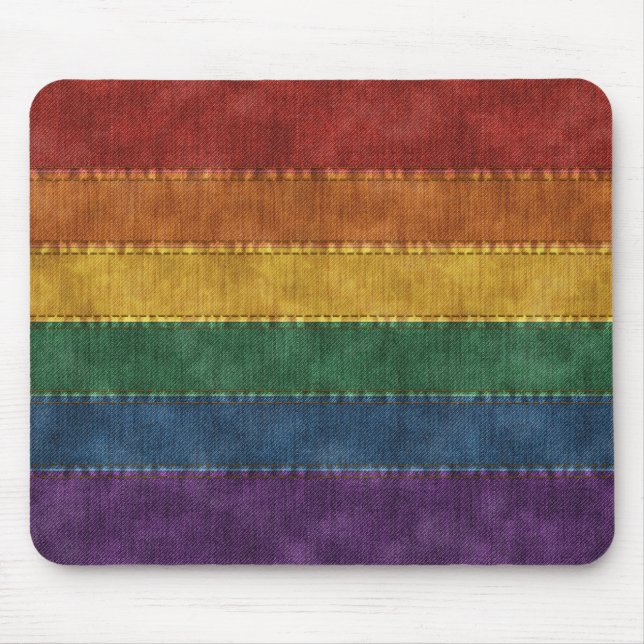 Denim Textured Seamless LGBTQ Primerrau Flag Mousepad (Vorne)