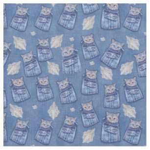 Denim texturierte Kitten Spaß Nahtlose Wiederholun Stoff