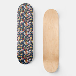 Denim Tragen von Patchwork-Blumengewächsen auf der Skateboard