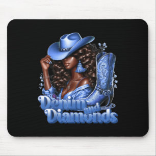 Denim und Diamanten Afrikanischer Melanin-Swag-Cow Mousepad