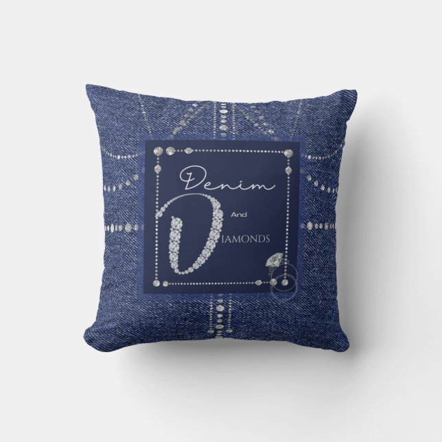 Denim und Diamanten-Kissen Kissen (Vorderseite)