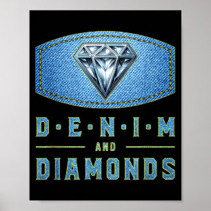 Denim und Diamanten Western Mode Konzertparty Poster