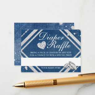 Denim und Diamanten Windel-Raffle-Einschlusskarte Begleitkarte