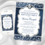 Denim und Diamond Bling Einladungen zur Geburtstag<br><div class="desc">Denim und Diamanten Geburtstagsparty Einladungen schöne Diamanten auf einem hübschen Denim und Diamanten Hintergrund. Sie können diese eleganten Dim- und Diamantgeburtstagseinladungen ganz einfach anpassen,  indem Sie einfach Ihre Details im Schriftart-Stil Ihrer Wahl hinzufügen. Dies ist ein gedrucktes Design ohne echte Diamanten,  Glitzer,  Juwelen,  Denim,  etc.</div>