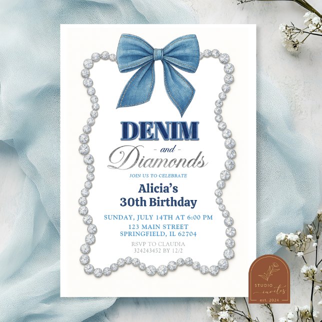 Denim und Diamonds Adult Geburtstag Einladung (Von Creator hochgeladen)