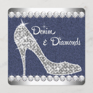 Denim und Diamonds Geburtstagsparty Einladung