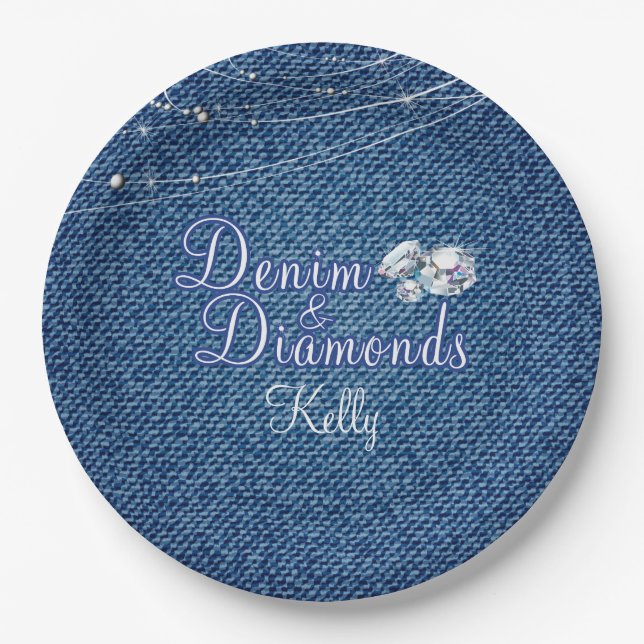 Denim und Diamonds Party Pappteller (Vorderseite)