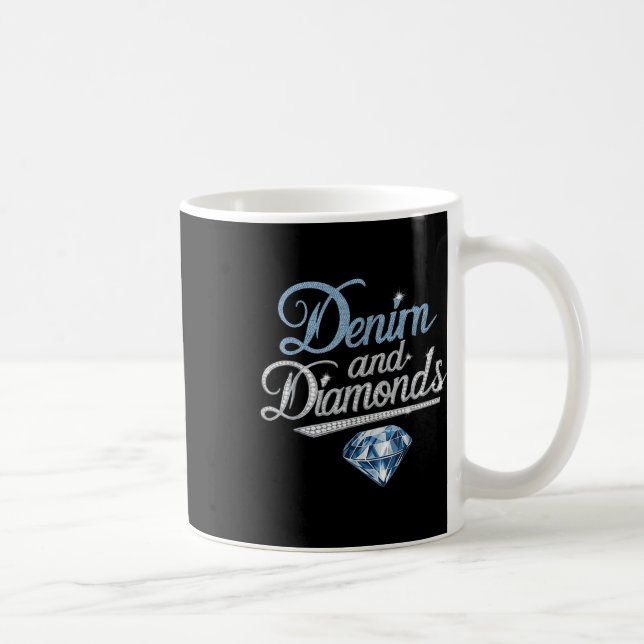 Denim und Diamonds trendige Mode Kaffeetasse (Rechts)