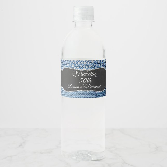 Denim und Diamonds Water Bottle Labels (Vorderseite)