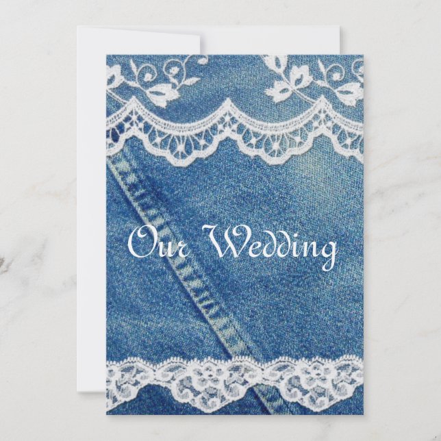 Denim und Lace Rustic Country Wedding Einladungen (Vorderseite)