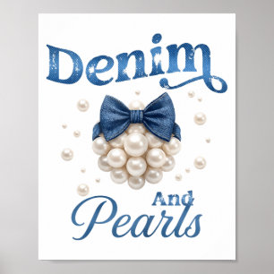 Denim und Perlen Schleife Jean Western Cowgirl Dam Poster