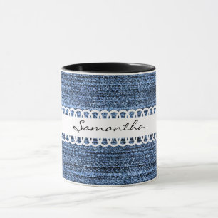 Denim und Ribbon Design Coffee Tasse
