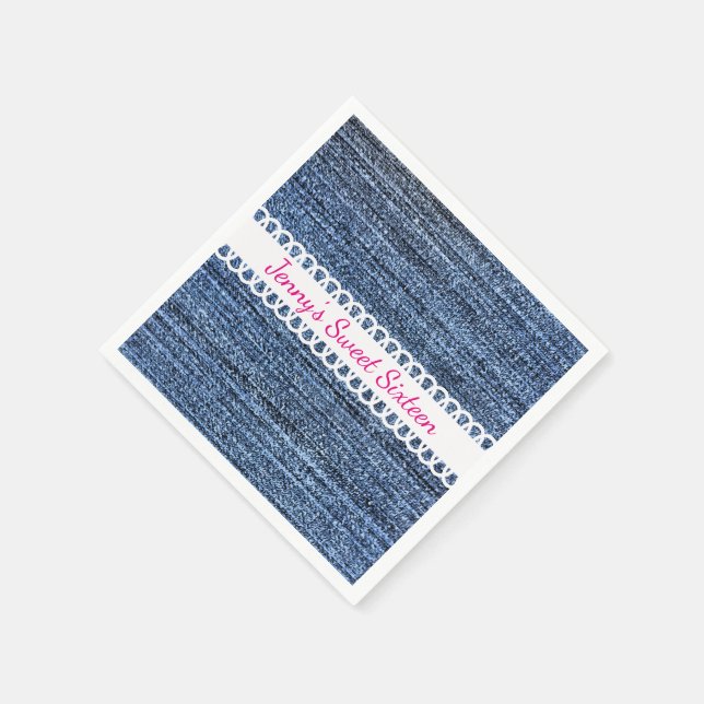 Denim und Ribbon Design Paper Napkins Serviette (Ecke)