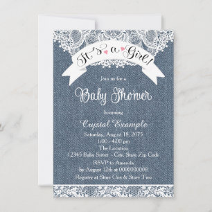 Denim und Spitze Baby Shower Einladung