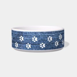 Denim und White Paw drucken Design Pet Bowl Napf