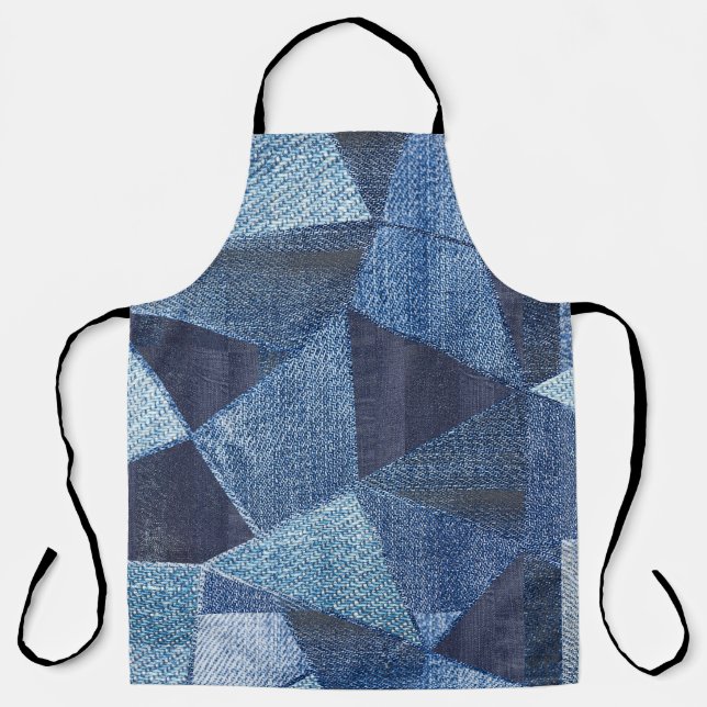 Denim Urban: Bedrucktes gestreiftes Patchwork. Schürze (Vorderseite)