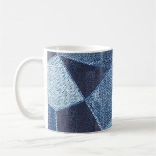 Denim Urban: Distressed Streifen-Patchwork. Kaffeetasse